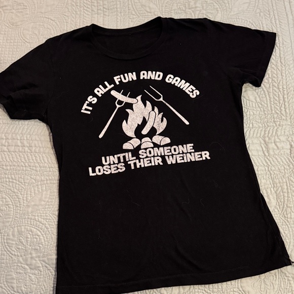 Tops - Black Graphic T-Shirt - Fun and Games Design